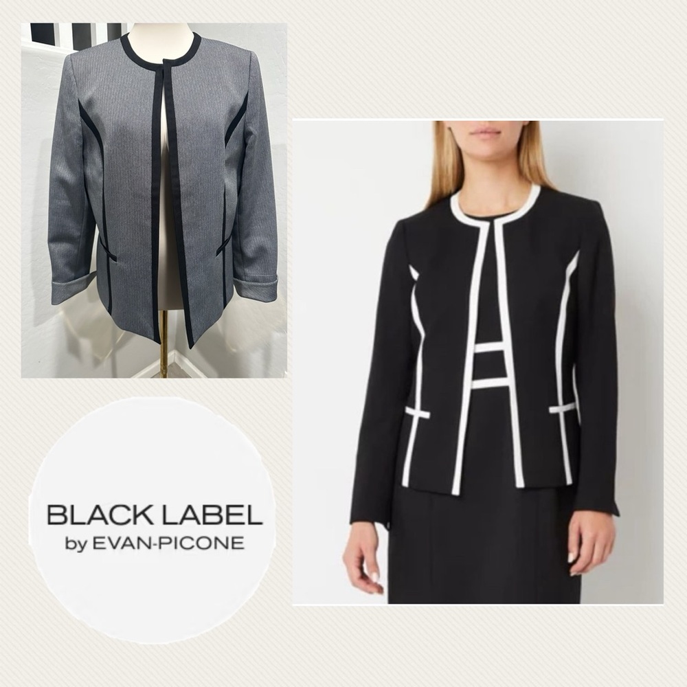 Black Label by Evan-Picone Women's Grey blazer with black‎ accents.